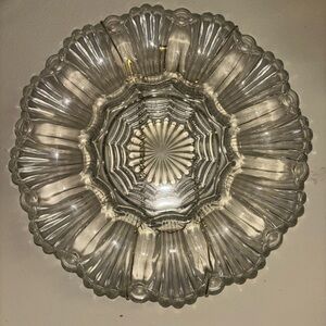 Vintage Anchor Hocking Ribbed Deviled Egg Plate | Clear Glass 12 Egg Tray